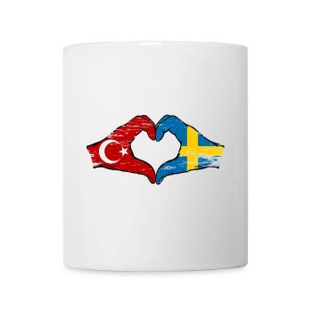 Turkey Sweden Flag Hands Heart Shape Used - Mug - white - Front