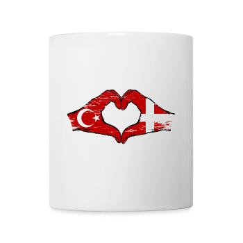 Tükei Danemark drapeau mains forme de coeur utilisé - Mug blanc - blanc - Devant
