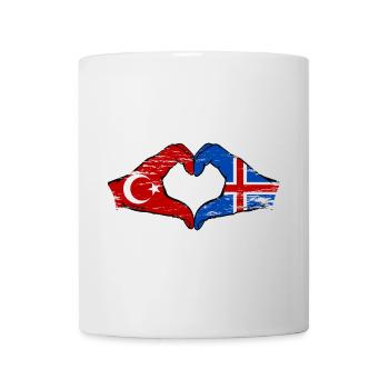 Turkey Iceland Flag Hands Heart Shape Used - Mug - white - Front