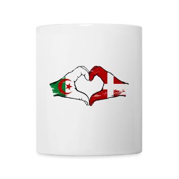 Algerien Dänemark Flagge Hände Herzform used - Tasse - Weiß - Vorne