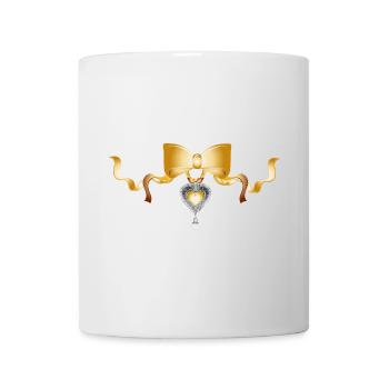Elegant bow with heart pendant in gold look - Mug - white - Front