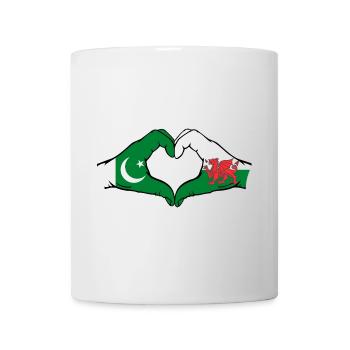 Pakistan Pays de Galles Drapeau Mains Coeur Forme - Mug blanc - blanc - Devant