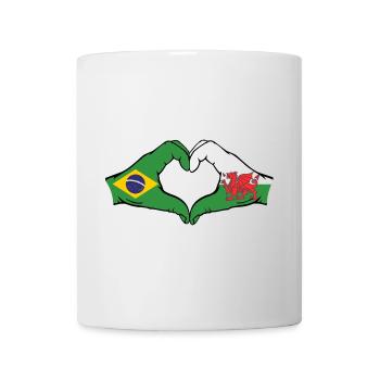 Brazil Wales Flag Hands Heart Shape - Mug - white - Front