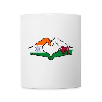 Inde Pays de Galles Drapeau Mains Coeur Forme - Mug blanc - blanc - Devant