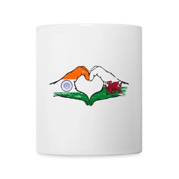 Drapeau de l’Inde Pays de Galles mains forme de coeur utilisé - Mug blanc - blanc - Devant