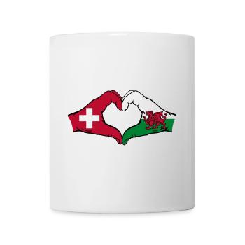 Suisse Pays de Galles Drapeau Mains Coeur Forme - Mug blanc - blanc - Devant
