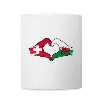 Suisse Pays de Galles Drapeau Mains Coeur Forme Utilisé - Mug blanc - blanc - Devant