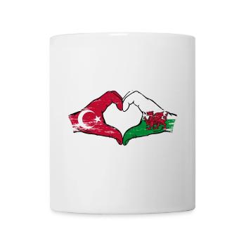Turquie Pays de Galles drapeau mains forme coeur utilisé - Mug blanc - blanc - Devant