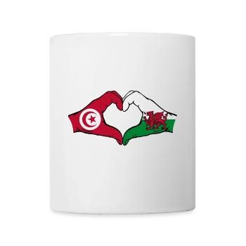 Tunisie Pays de Galles Drapeau Mains Coeur Forme - Mug blanc - blanc - Devant
