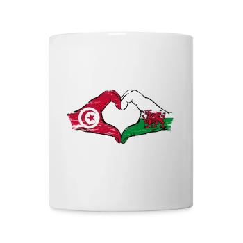 Tunisie Pays de Galles drapeau mains coeur utilisé - Mug blanc - blanc - Devant
