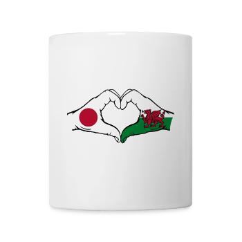 Japon Pays de Galles Drapeau Mains Coeur Forme - Mug blanc - blanc - Devant