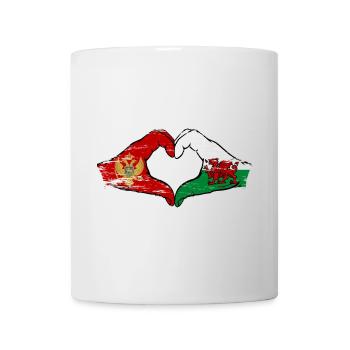 Montenegro Wales flag hands heart shape used - Mug - white - Front