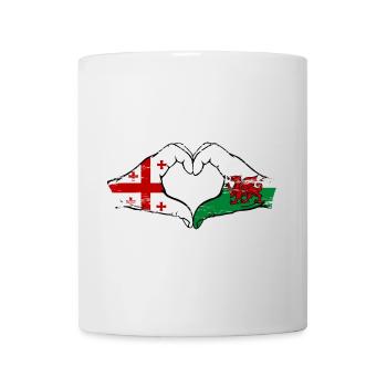 Géorgie Pays de Galles drapeau mains forme de coeur utilisé - Mug blanc - blanc - Devant