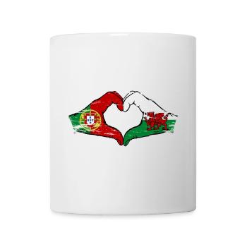 Portugal Pays de Galles drapeau mains forme coeur utilisé - Mug blanc - blanc - Devant