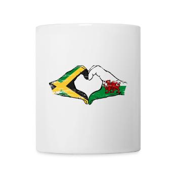 Jamaïque Pays de Galles drapeau mains forme de coeur utilisé - Mug blanc - blanc - Devant