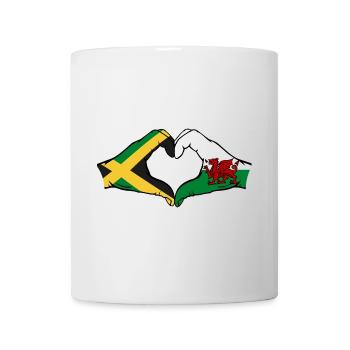 Jamaïque Pays de Galles Drapeau Mains Coeur Forme - Mug blanc - blanc - Devant