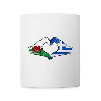 Wales Greece flag hands heart shape used - Mug - white - Front
