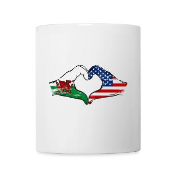 Wales USA flag hands heart shape used - Mug - white - Front