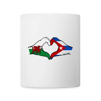 Pays de Galles Cuba Drapeau Mains Coeur Forme - Mug blanc - blanc - Devant