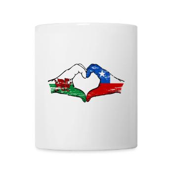 Wales Chile flag hands heart shape used - Mug - white - Front
