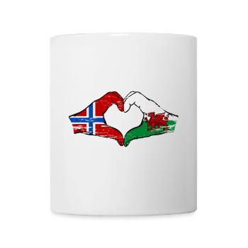 Norvège Pays de Galles drapeau mains forme de coeur utilisé - Mug blanc - blanc - Devant