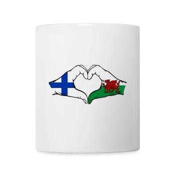 Finlande Pays de Galles Drapeau Mains Coeur Forme - Mug blanc - blanc - Devant