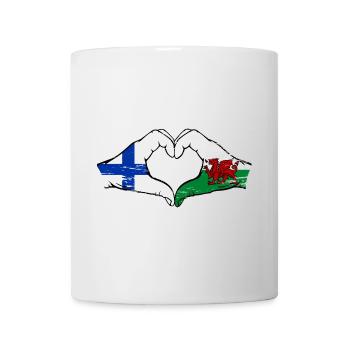 Finlande Pays de Galles drapeau mains forme de coeur utilisé - Mug blanc - blanc - Devant