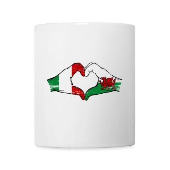 Italie Drapeau du Pays de Galles mains forme de coeur utilisé - Mug blanc - blanc - Devant