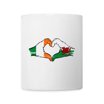 Irlande Pays de Galles Drapeau Mains Coeur Forme Utilisé - Mug blanc - blanc - Devant