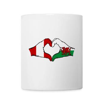 Pérou Pays de Galles Drapeau Mains Coeur Forme - Mug blanc - blanc - Devant
