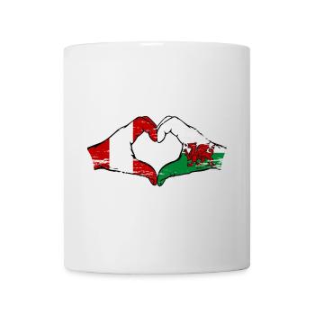Pérou Pays de Galles drapeau mains forme de coeur utilisé - Mug blanc - blanc - Devant