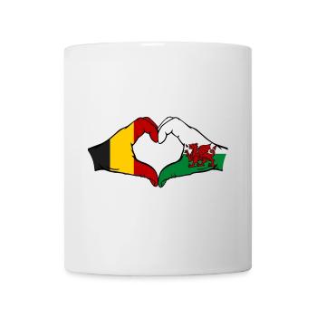 Belgique Pays de Galles Drapeau Mains Coeur Forme - Mug blanc - blanc - Devant