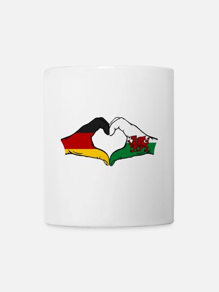 Deutschland Wales Flagge Hände Herzform - Tasse - Weiß