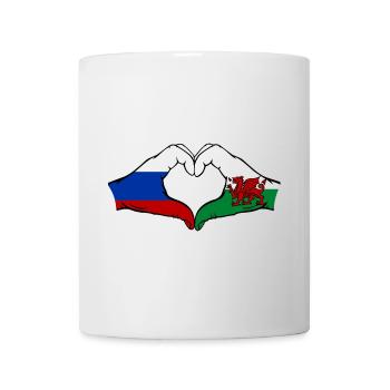 Russie Pays de Galles Drapeau Mains Coeur Forme - Mug blanc - blanc - Devant