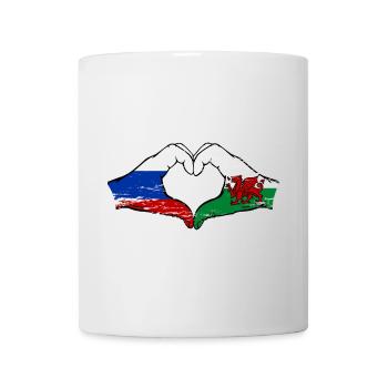 Russie Drapeau Pays de Galles mains forme de coeur utilisé - Mug blanc - blanc - Devant