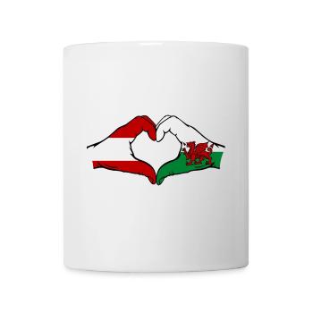 Austria Wales Flag Hands Heart Shape - Mug - white - Front