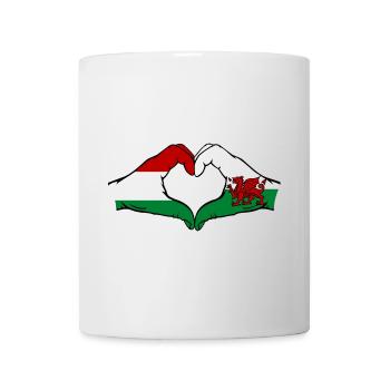 Hongrie Pays de Galles Drapeau Mains Coeur Forme - Mug blanc - blanc - Devant