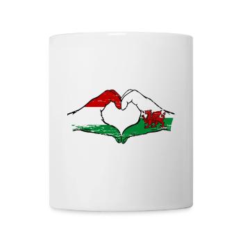Hongrie Pays de Galles Drapeau Mains Coeur Forme Utilisé - Mug blanc - blanc - Devant