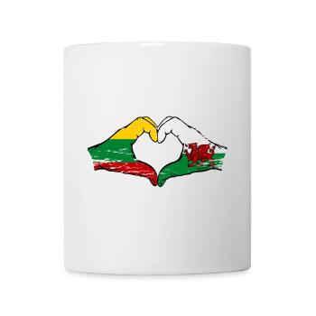 Lituanie Pays de Galles Drapeau Mains Coeur Forme Utilisé - Mug blanc - blanc - Devant