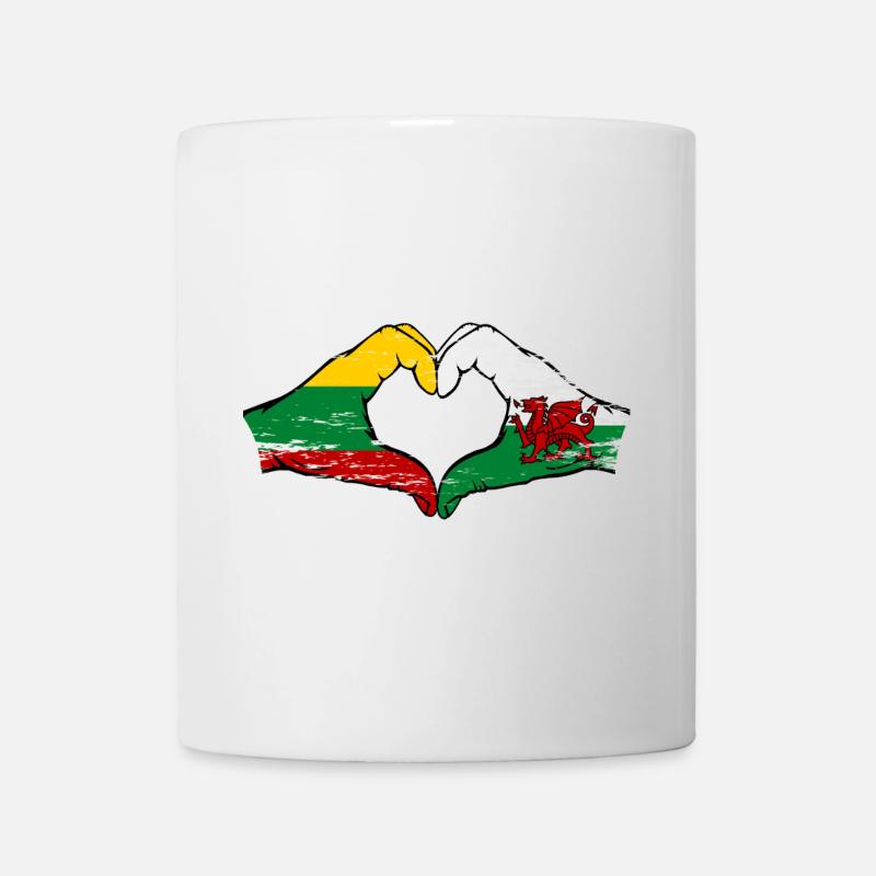 Lithuania Wales Flag Hands Heart Shape Used - Mug - white