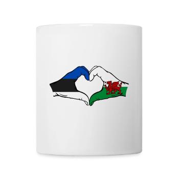 Estonie Pays de Galles Drapeau Mains Coeur Forme - Mug blanc - blanc - Devant