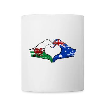 Pays de Galles Australie drapeau mains forme de coeur utilisé - Mug blanc - blanc - Devant