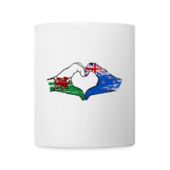 Pays de Galles Nouvelle-Zélande drapeau mains forme coeur utilisé - Mug blanc - blanc - Devant