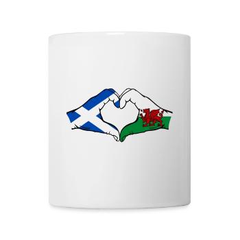 Ecosse Pays de Galles Drapeau Mains Coeur Forme - Mug blanc - blanc - Devant