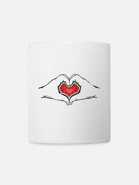 pastèque design mains forme de coeur utilisé - Mug blanc - blanc