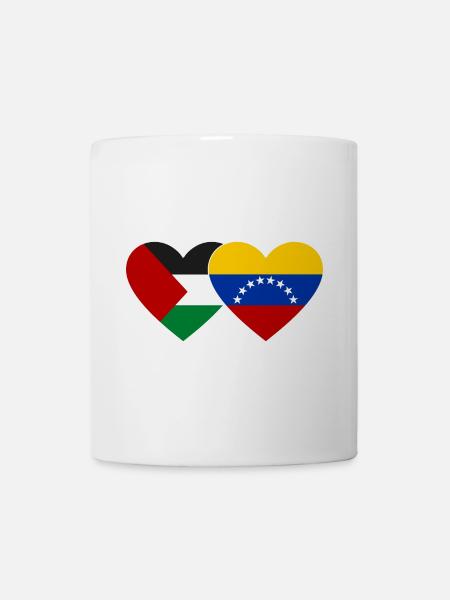 Palestine Venezuela Drapeau Coeur - Mug blanc - blanc