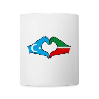 Uyghur Tatarstan Flag Hands Heart Shape - Mug - white - Front