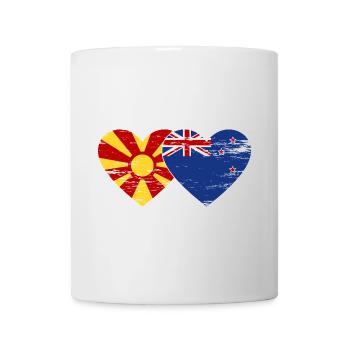 Mazedonien Neuseeland Flagge Herz used - Tasse - Weiß - Vorne