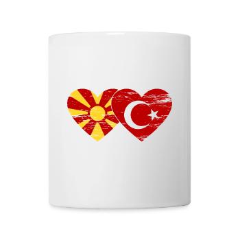 Macedonia Turkey Flag Heart used - Mug - white - Front