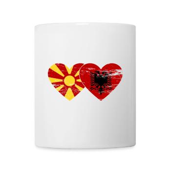 Macédoine Albanie drapeau coeur utilisé - Mug blanc - blanc - Devant